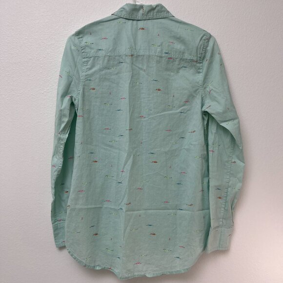 Merona Long Sleeve 1/4 Button Collared Mint Multicolor Swimmers Women's Sz Small - Picture 5 of 16